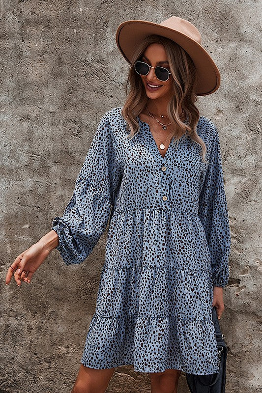 CD 3658 - Tiered V-Neck Midi Dress