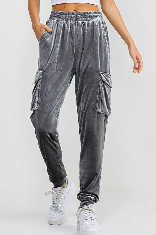 P 783 - Velvet Cargo Joggers