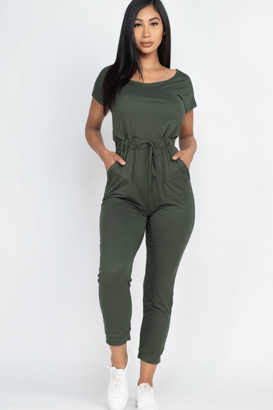 JS 123 - Two Way Shoulder Drawstring Jumpsuit