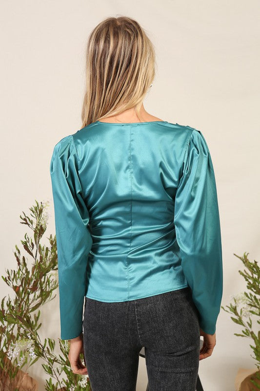 DT 1798 - Satin Surplice Top