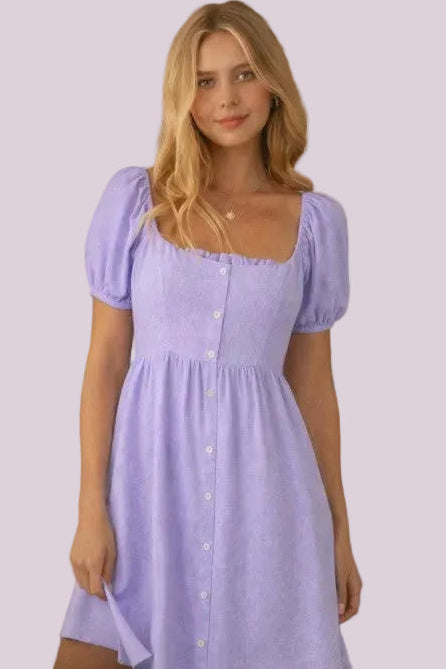 DD 1380 - Puff Sleeve Mini Dress