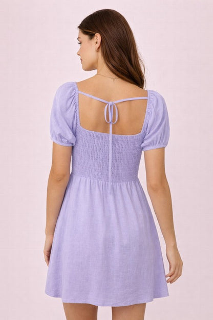 DD 1380 - Puff Sleeve Mini Dress