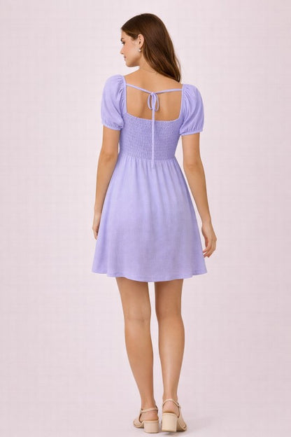DD 1380 - Puff Sleeve Mini Dress
