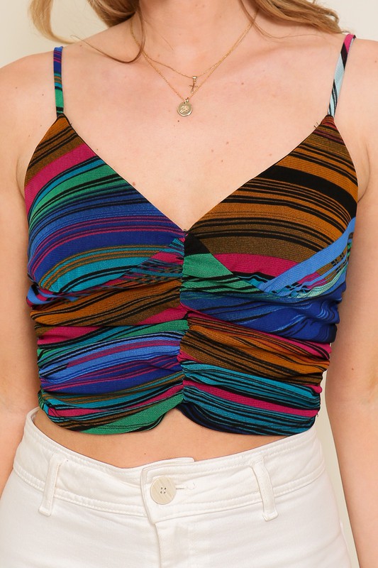 DT 1768 - Multicolor Ruched Top