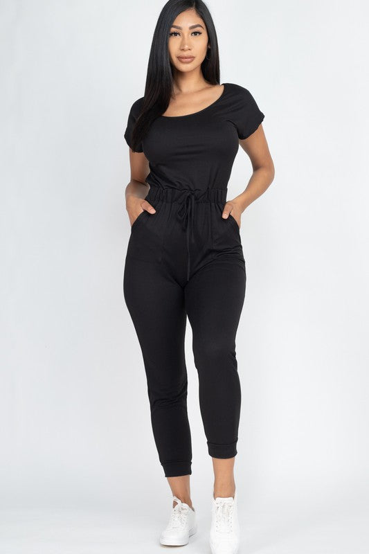 JS 123 - Two Way Shoulder Drawstring Jumpsuit