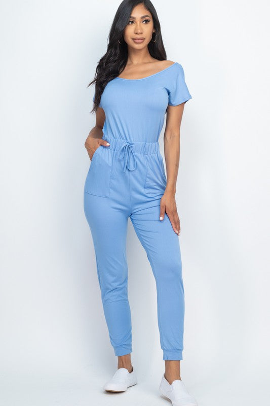 JS 123 - Two Way Shoulder Drawstring Jumpsuit