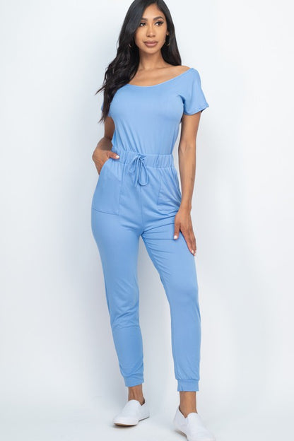 JS 123 - Two Way Shoulder Drawstring Jumpsuit