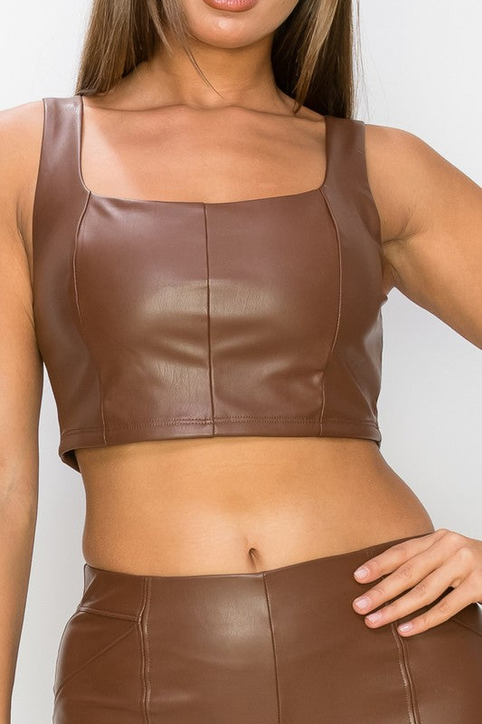 TT 093 - Faux Leather Tank Top
