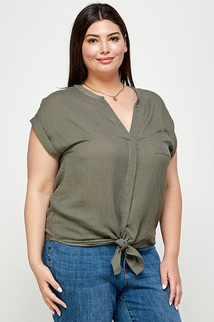 DT 1939 - Linen Button Down Dolman Top