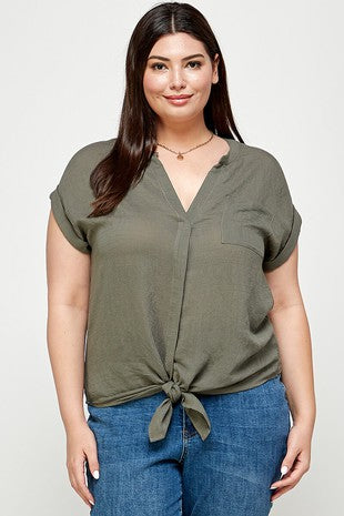DT 1939 - Linen Button Down Dolman Top