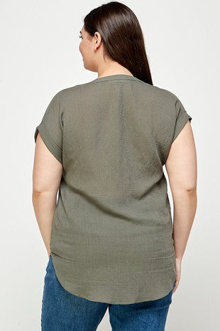 DT 1939 - Linen Button Down Dolman Top