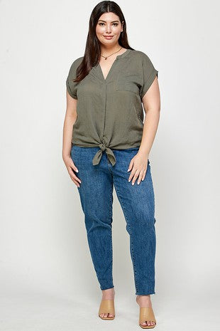 DT 1939 - Linen Button Down Dolman Top