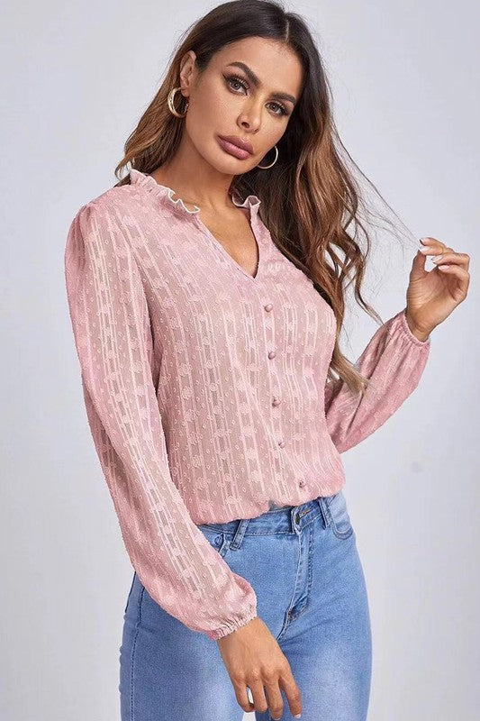 DT 1832 - Long Sleeve Sheer Blouse