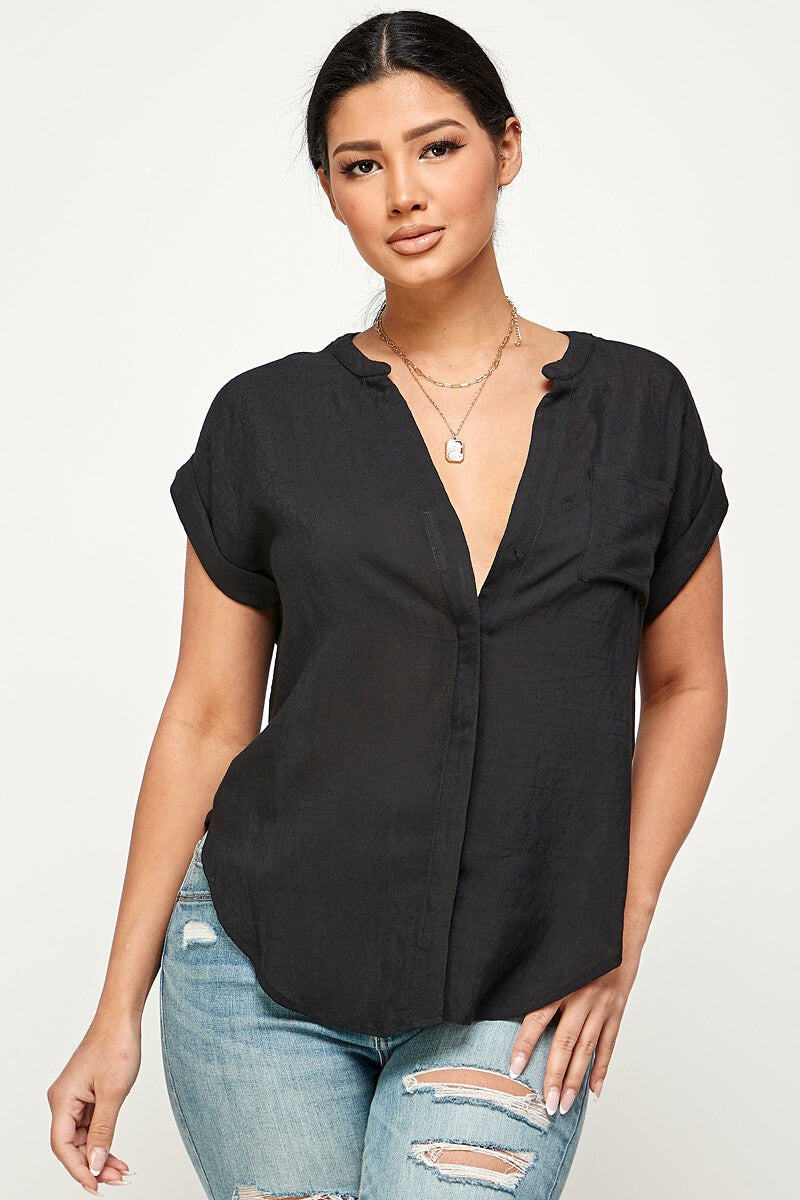 DT 1939 - Linen Button Down Dolman Top
