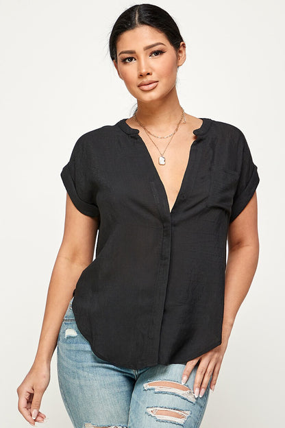 DT 1939 - Linen Button Down Dolman Top