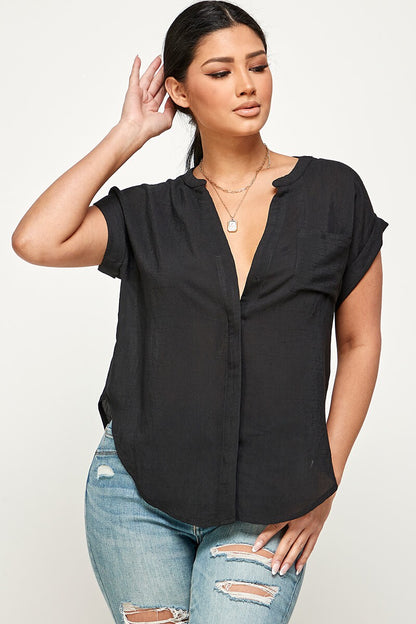 DT 1939 - Linen Button Down Dolman Top