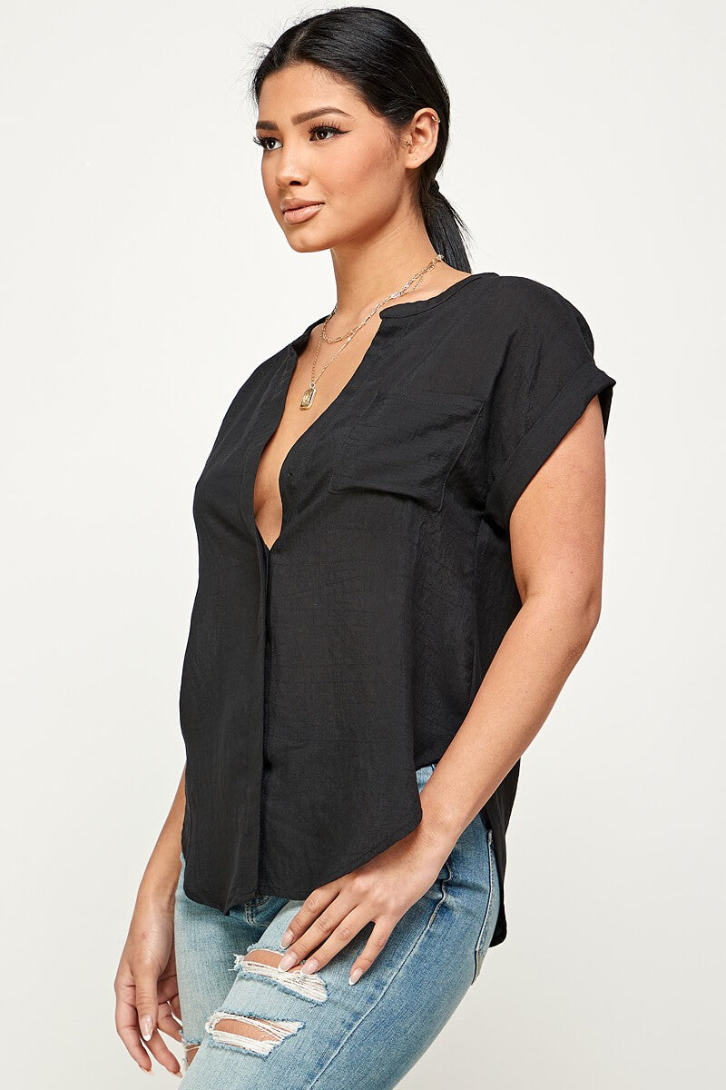 DT 1939 - Linen Button Down Dolman Top
