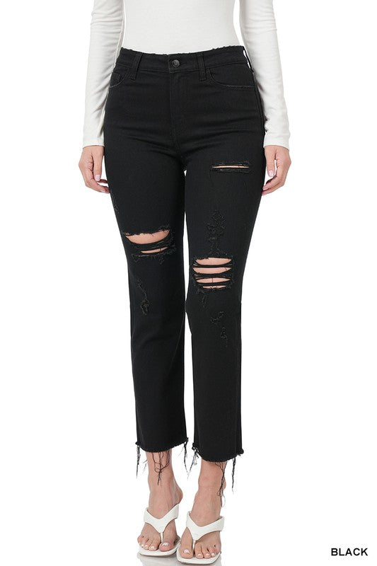 P 784 - Distressed Cropped Jeans