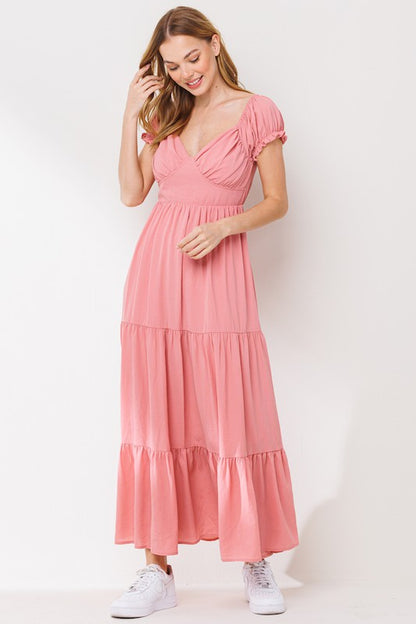 LD 576 - Bubble Crep Maxi Dress
