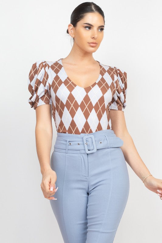 DT 1787 - Argyle Print Top