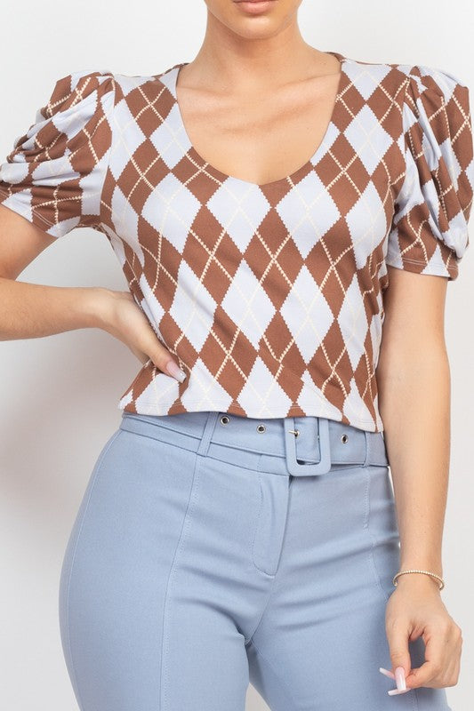 DT 1787 - Argyle Print Top
