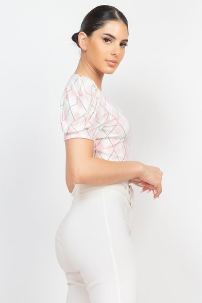 DT 1787 - Argyle Print Top