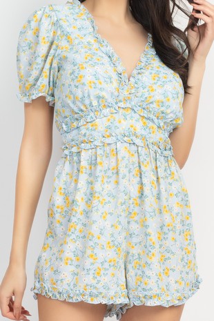 RMP 007 - Ditsy Ruffle Trim Romper