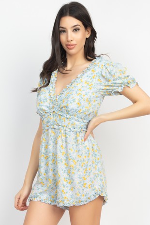 RMP 007 - Ditsy Ruffle Trim Romper