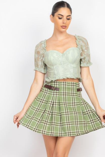 CT 2705 - Bustier Lace Smocking Crop Top