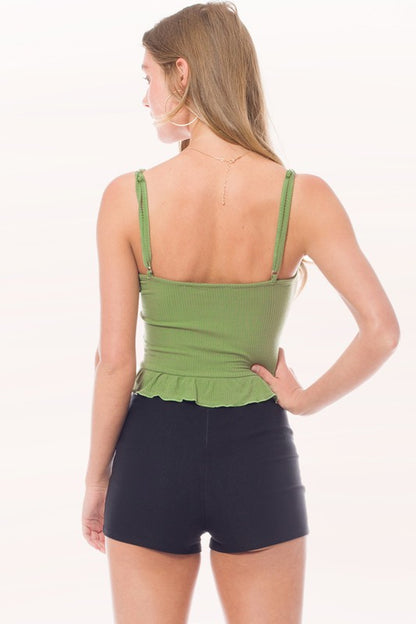 CT 2685 - Drawstring Front Tie Cami Crop Top