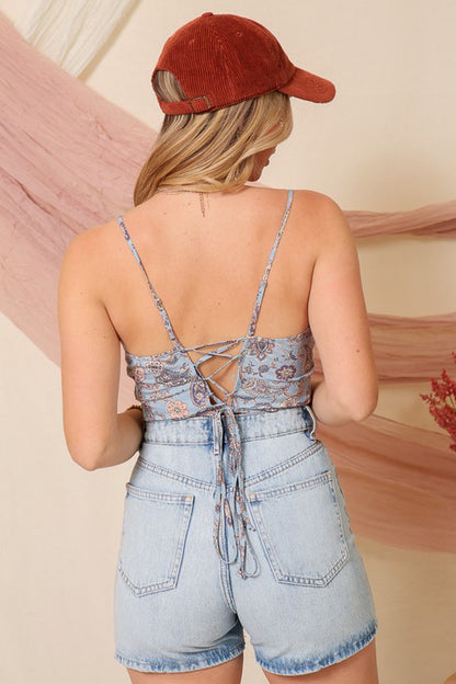 DT 1655 - Paisley Print Crop Top