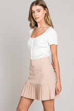 SKT 1018 - Ponte Pleated Hem Skirt