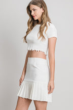 SKT 1018 - Ponte Pleated Hem Skirt