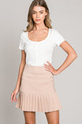 SKT 1018 - Ponte Pleated Hem Skirt