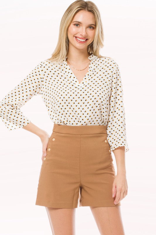 SHT 174 - High Waist Button Detail Sailor Shorts