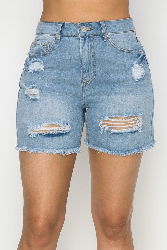 SHT 187 - Distressed Denim Shorts