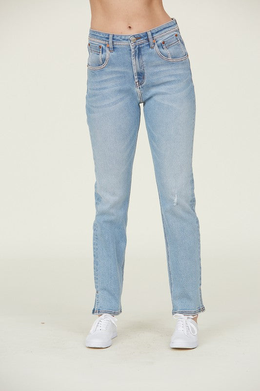 P 775 - Stretchy High Rise Straight Leg Jeans