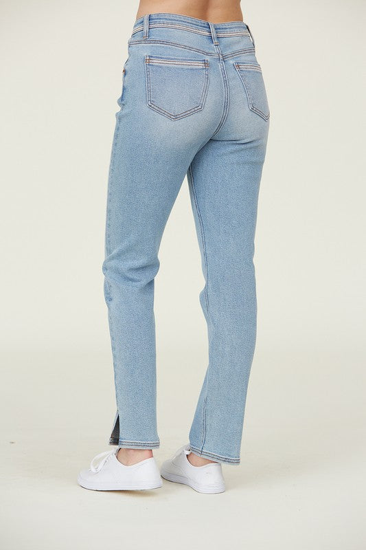 P 775 - Stretchy High Rise Straight Leg Jeans