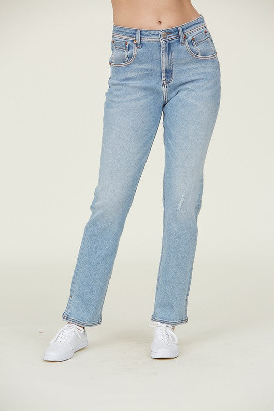 P 775 - Stretchy High Rise Straight Leg Jeans