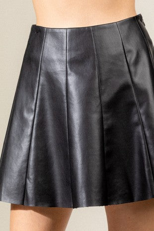 SKT 1004 - Flared Leather Mini Skirt