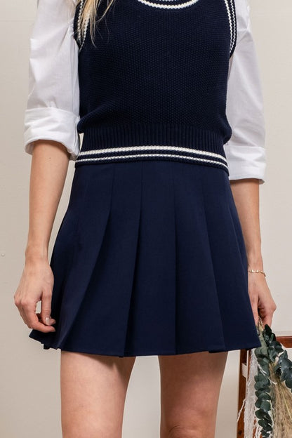 SKT 1044 - Pleated Mini Skirt