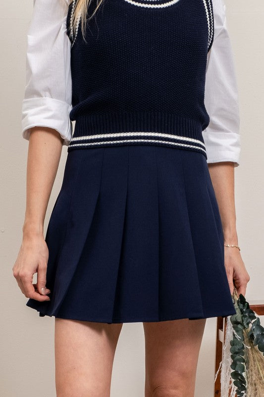 SKT 1044 - Pleated Mini Skirt