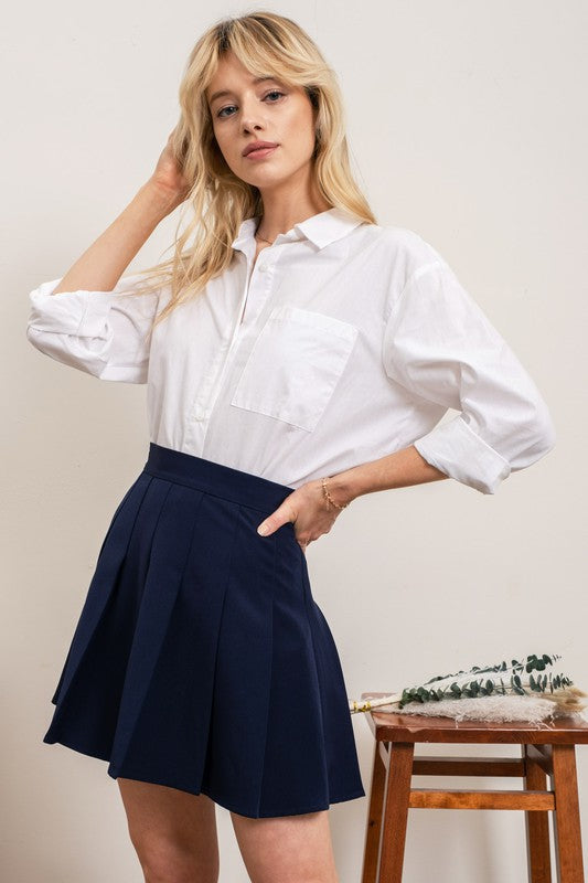SKT 1044 - Pleated Mini Skirt