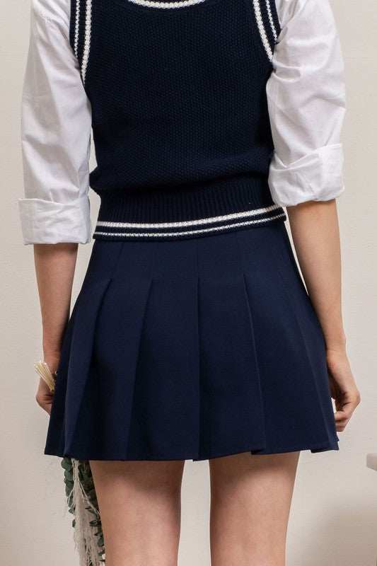 SKT 1044 - Pleated Mini Skirt