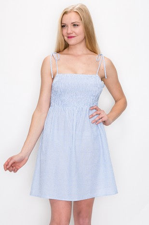 CD 3730 - Smocked Gingham Mini Dress