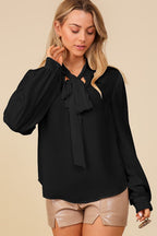 DT 1657 - Chiffon Neck Tie Blouse