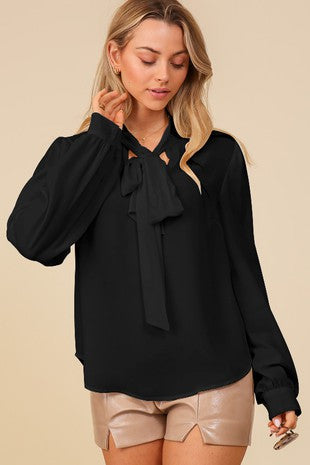 DT 1948 - Neck-Tie Long Sleeve Blouse