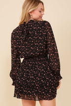 CD 3761 - High Neck Smocked Waist Ruffle Dress