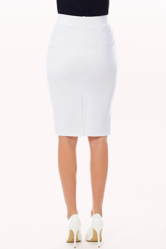 SKT 939 - Solid Stretch Bodycon Midi Skirt