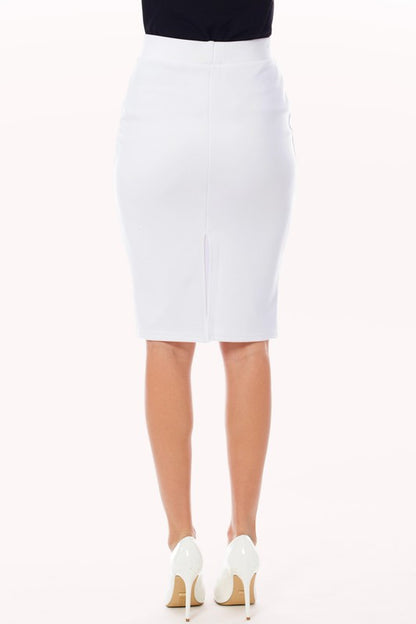 SKT 939 - Solid Stretch Bodycon Midi Skirt